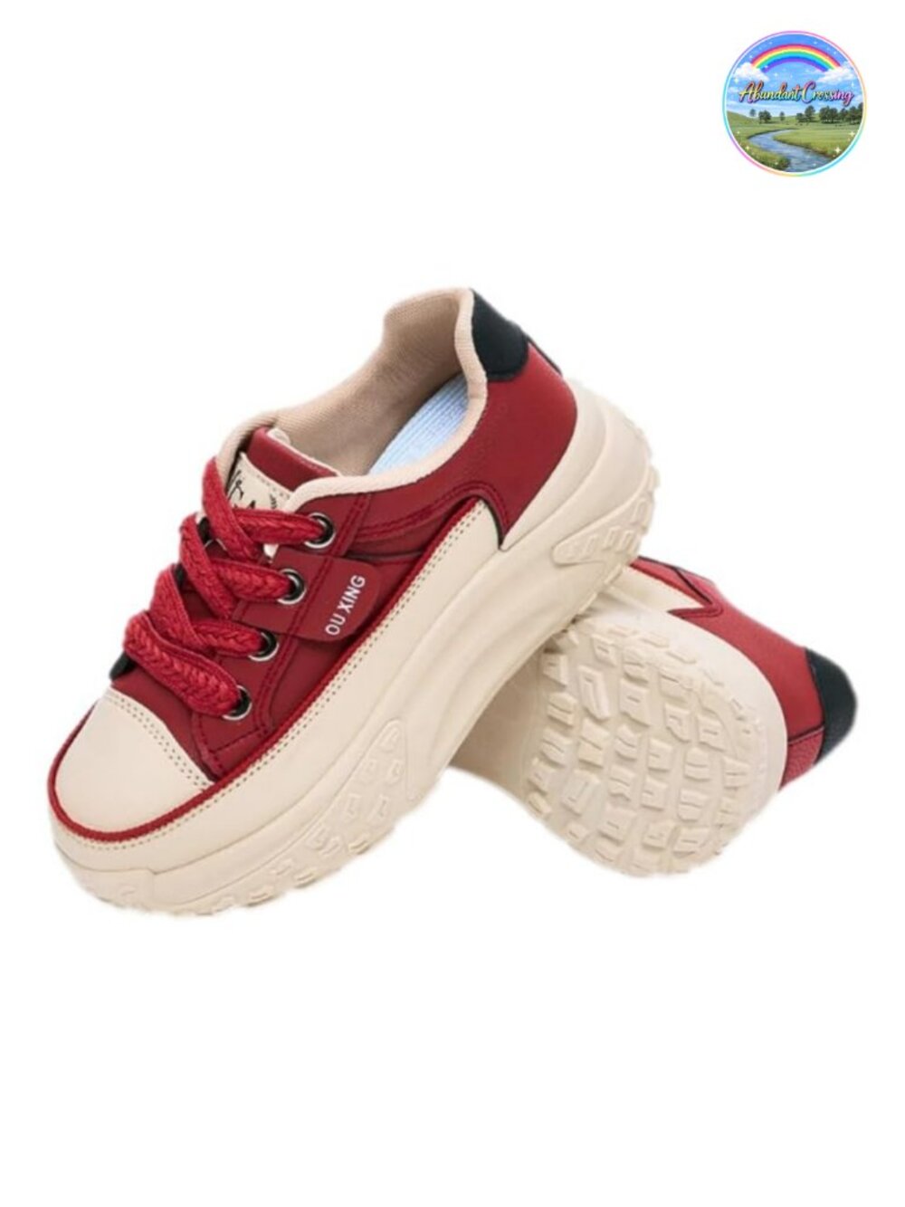 Women's Lace Up Faux Leather Sneakers Platform Non Slip Running Walking